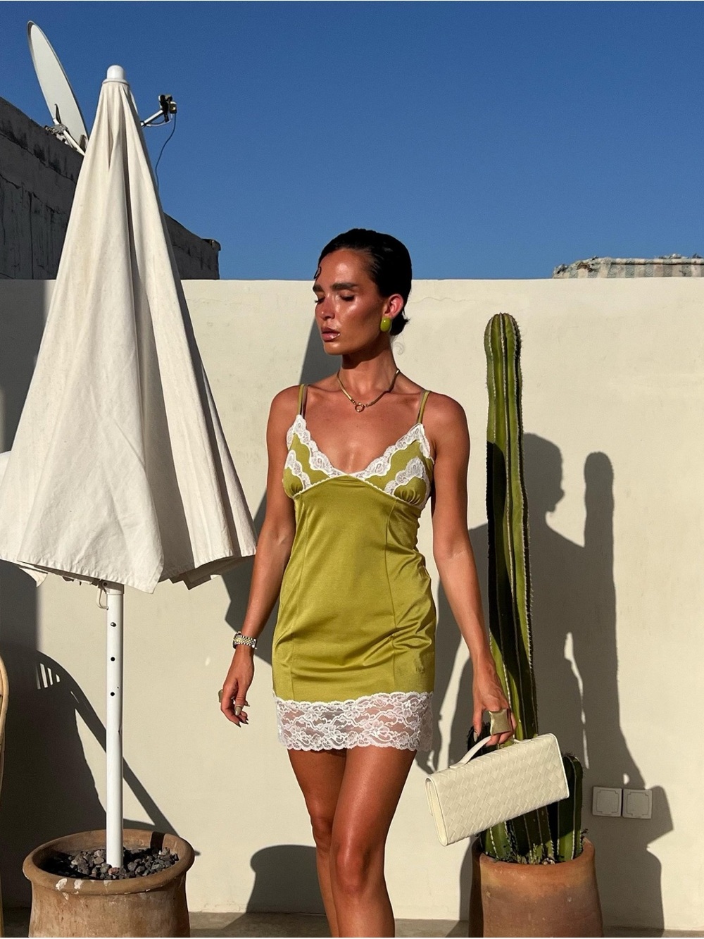 Chloe Lace-trimmed satin mini dress